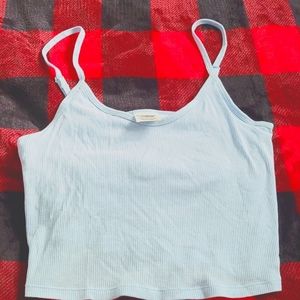 VS Blue Ribbed Brami Built In Bra Crop Top